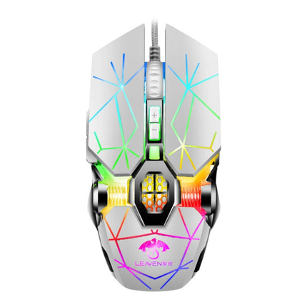 LEAVEN 7 Keys 4000DPI USB Wired Computer Office Luminous RGB Mechanical Gaming Mouse, Cabel Length:1.5m, Colour: S30 White-garmade.com