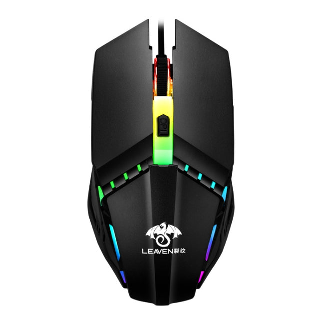 LEAVEN 7 Keys 4000DPI USB Wired Computer Office Luminous RGB Mechanical Gaming Mouse, Cabel Length:1.5m, Colour: S10 Black-garmade.com