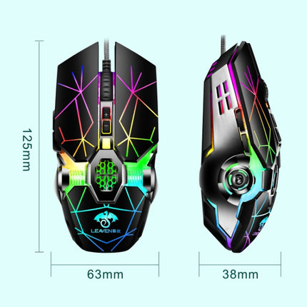 LEAVEN 7 Keys 4000DPI USB Wired Computer Office Luminous RGB Mechanical Gaming Mouse, Cabel Length:1.5m, Colour: S10 Black-garmade.com