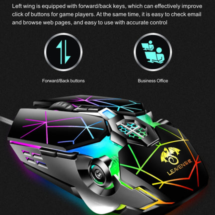 LEAVEN 7 Keys 4000DPI USB Wired Computer Office Luminous RGB Mechanical Gaming Mouse, Cabel Length:1.5m, Colour: S10 Black-garmade.com