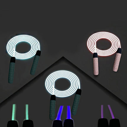 LED Transparent Optical Fiber Adjustable Jump Rope Male And Female Fitness Fluorescent Jump Rope(Matte Blue )-garmade.com