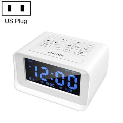 LED Digital Bedroom Alarm Clock With USB Charging Port Clock Radio Temperature Electronic Platform Clock, Specification: US Plug(White)-garmade.com