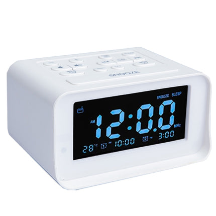 LED Digital Bedroom Alarm Clock With USB Charging Port Clock Radio Temperature Electronic Platform Clock, Specification: US Plug(White)-garmade.com