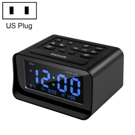 LED Digital Bedroom Alarm Clock With USB Charging Port Clock Radio Temperature Electronic Platform Clock, Specification: US Plug(Black)-garmade.com