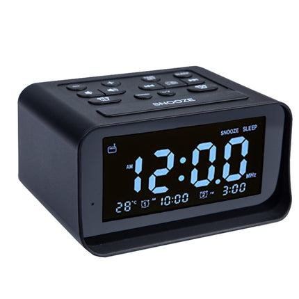 LED Digital Bedroom Alarm Clock With USB Charging Port Clock Radio Temperature Electronic Platform Clock, Specification: US Plug(Black)-garmade.com