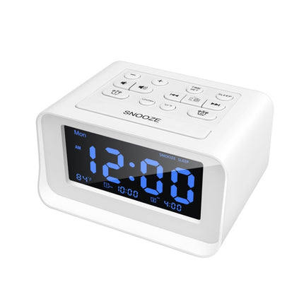 LED Digital Bedroom Alarm Clock With USB Charging Port Clock Radio Temperature Electronic Platform Clock, Specification: EU Plug(White)-garmade.com