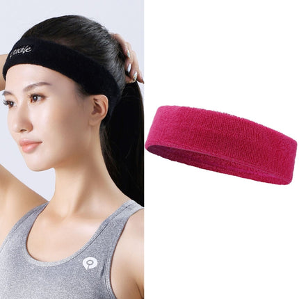 2 PCS Enochle Sports Sweat-Absorbent Headband Combed Cotton Knitted Sweatband(Rose Red)-garmade.com