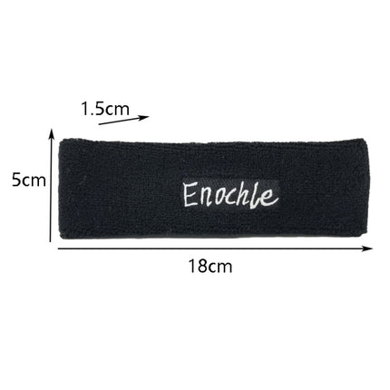 2 PCS Enochle Sports Sweat-Absorbent Headband Combed Cotton Knitted Sweatband(Black)-garmade.com