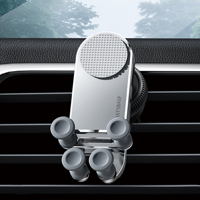 Oatsbasf Car Gravity Metal Bracket Scalable and Stable Mobile Phone Bracket Folding Screen Mobile Phone Exclusive Car Bracket(Outlet Silver)-garmade.com
