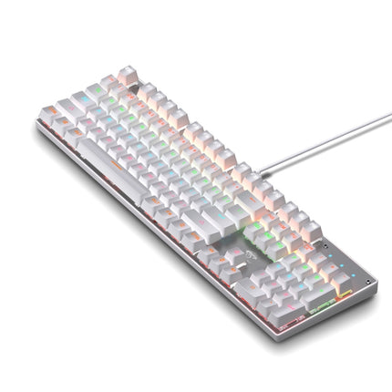 104 Keys Green Shaft RGB Luminous Keyboard Computer Game USB Wired Metal Mechanical Keyboard, Cabel Length:1.5m, Style: Ordinary Version (White)-garmade.com