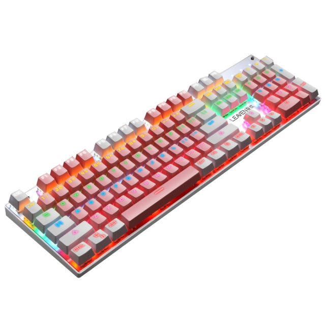 104 Keys Green Shaft RGB Luminous Keyboard Computer Game USB Wired Metal Mechanical Keyboard, Cabel Length:1.5m, Style: Double Imposition Version (White Pink)-garmade.com