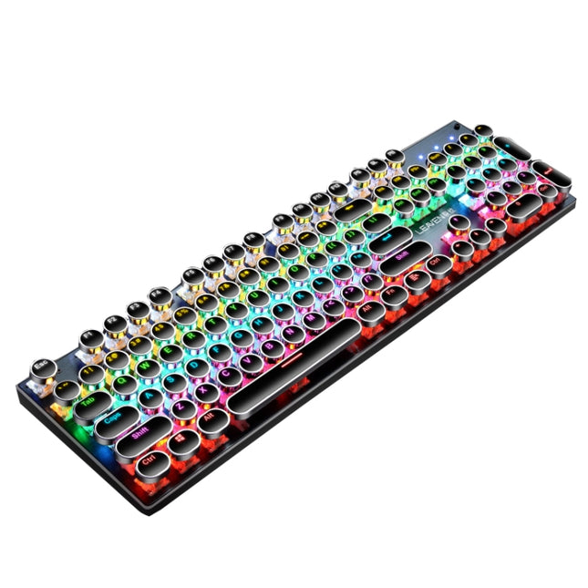 104 Keys Green Shaft RGB Luminous Keyboard Computer Game USB Wired Metal Mechanical Keyboard, Cabel Length:1.5m, Style: Punk Word Through Version (Black)-garmade.com