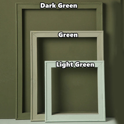3 in 1 Different Sizes Morandi Color Wooden Photo Frame Series Color Spray Paint Photo Props Photography Background Ornaments(Light Green)-garmade.com