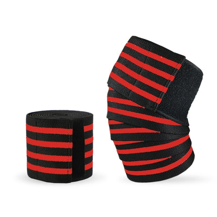 2 PCS Nylon Four Stripes Bandage Wrapped Sports Knee Pads(Black Red)-garmade.com