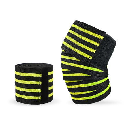 2 PCS Nylon Four Stripes Bandage Wrapped Sports Knee Pads(Black Yellow)-garmade.com