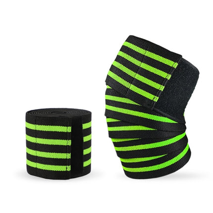 2 PCS Nylon Four Stripes Bandage Wrapped Sports Knee Pads(Black Green)-garmade.com