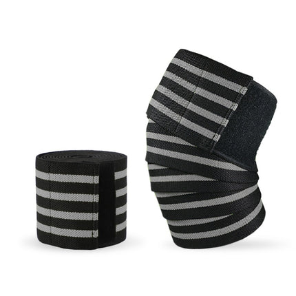 2 PCS Nylon Four Stripes Bandage Wrapped Sports Knee Pads(Black Ash)-garmade.com
