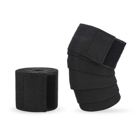 2 PCS Nylon Four Stripes Bandage Wrapped Sports Knee Pads(All Black)-garmade.com