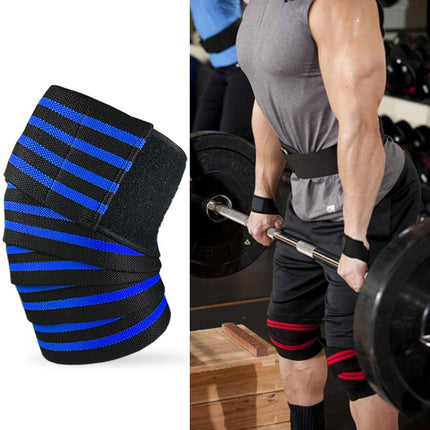 2 PCS Nylon Four Stripes Bandage Wrapped Sports Knee Pads(Black Royal Blue)-garmade.com