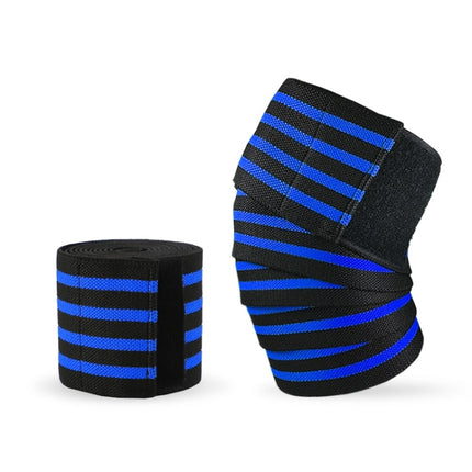 2 PCS Nylon Four Stripes Bandage Wrapped Sports Knee Pads(Black Royal Blue)-garmade.com