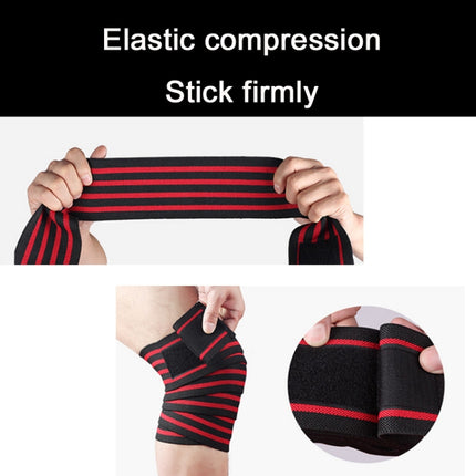 2 PCS Nylon Four Stripes Bandage Wrapped Sports Knee Pads(Black Red)-garmade.com