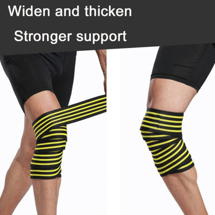 2 PCS Nylon Four Stripes Bandage Wrapped Sports Knee Pads(Black Yellow)-garmade.com