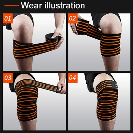 2 PCS Nylon Four Stripes Bandage Wrapped Sports Knee Pads(Black Orange)-garmade.com