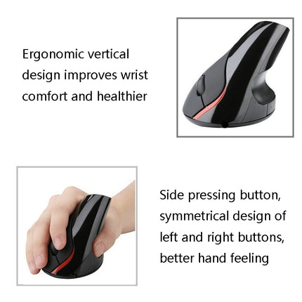 HH-111 5 Keys Wireless Vertical Charging Mouse Ergonomics Wrist Protective Mouse(Iron Gray)-garmade.com