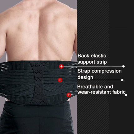 Webbing Breathable Waist Belt Squat Weightlifting Fitness Steel Plate Back Support Belt, Specification: S(Black)-garmade.com