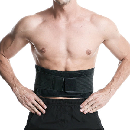 Webbing Breathable Waist Belt Squat Weightlifting Fitness Steel Plate Back Support Belt, Specification: M(Black)-garmade.com