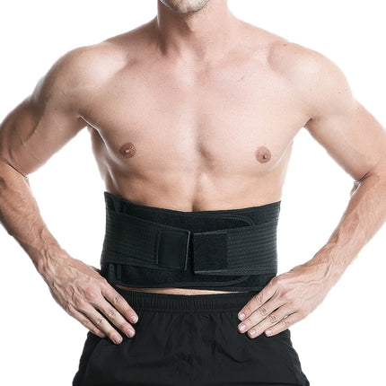Webbing Breathable Waist Belt Squat Weightlifting Fitness Steel Plate Back Support Belt, Specification: L(Black)-garmade.com