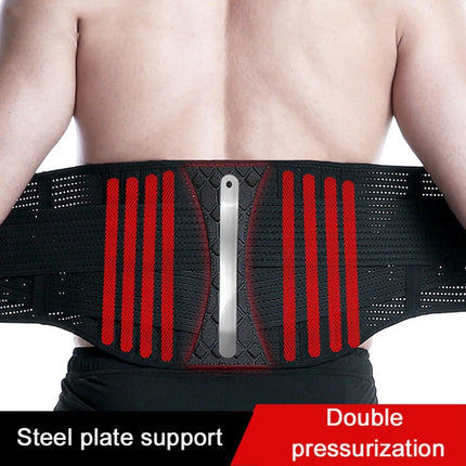 Webbing Breathable Waist Belt Squat Weightlifting Fitness Steel Plate Back Support Belt, Specification: L(Black)-garmade.com