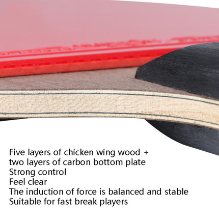 HUIESON Six Star 5-Layer Chicken Wing Tip + 2 Layer Carbon Double Side Continuous Table Tennis Racket, A Pair(Hand-shake Grip Racket)-garmade.com