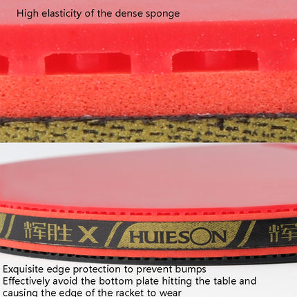 HUIESON Six Star 5-Layer Chicken Wing Tip + 2 Layer Carbon Double Side Continuous Table Tennis Racket, A Pair(Pen Hold Grip Racket)-garmade.com
