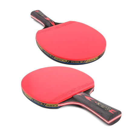 HUIESON HS-CPPX5 Five Stars Carbon Fiber Double-sided Reverse Adhesive Table Tennis Training Racket Set, Specification: Hand-shake Grip Racket-garmade.com
