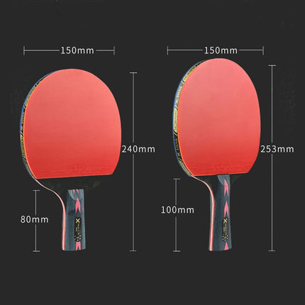 HUIESON HS-CPPX5 Five Stars Carbon Fiber Double-sided Reverse Adhesive Table Tennis Training Racket Set, Specification: Pen Hold Grip Racket-garmade.com