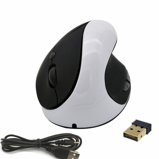 JSY-03 6 Keys Wireless Vertical Charging Mouse Ergonomic Vertical Optical Mouse(White)-garmade.com