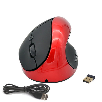 JSY-03 6 Keys Wireless Vertical Charging Mouse Ergonomic Vertical Optical Mouse(Red)-garmade.com
