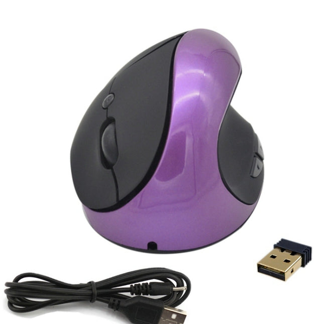 JSY-03 6 Keys Wireless Vertical Charging Mouse Ergonomic Vertical Optical Mouse(Purple)-garmade.com