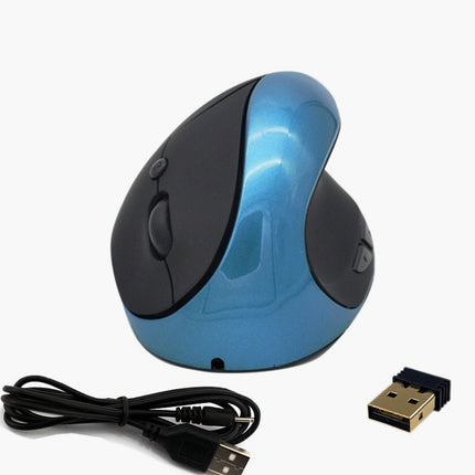 JSY-03 6 Keys Wireless Vertical Charging Mouse Ergonomic Vertical Optical Mouse(Blue)-garmade.com