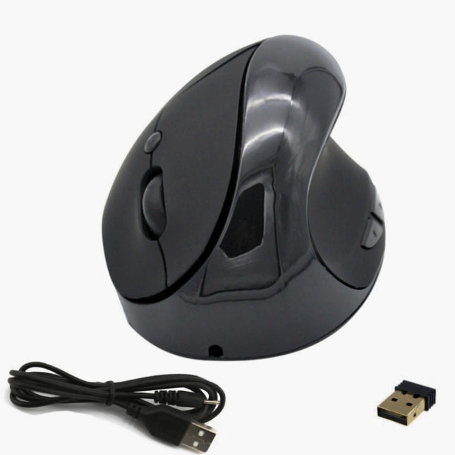 JSY-03 6 Keys Wireless Vertical Charging Mouse Ergonomic Vertical Optical Mouse(Black)-garmade.com