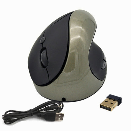 JSY-03 6 Keys Wireless Vertical Charging Mouse Ergonomic Vertical Optical Mouse(Silver Gray)-garmade.com