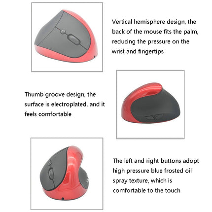 JSY-03 6 Keys Wireless Vertical Charging Mouse Ergonomic Vertical Optical Mouse(Purple)-garmade.com