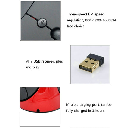JSY-03 6 Keys Wireless Vertical Charging Mouse Ergonomic Vertical Optical Mouse(Black)-garmade.com