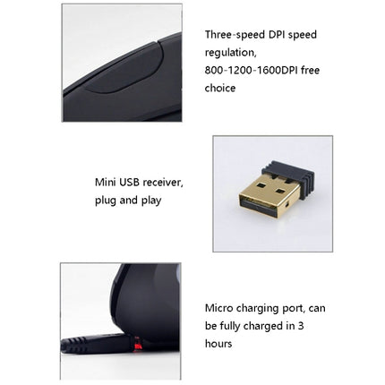 JS-5D 6 Keys 2.4G Ergonomic Vertical Mouse Cross-Border Wireless Charging Mouse(Wireless Charging Type)-garmade.com