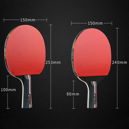 HUIESON HS-D-P01 Three Star 7 Layers Pure Wood Double-sided Reverse Adhesive Table Tennis Racket Set, Specification: Hand-shake Grip Racket-garmade.com