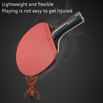 HUIESON HS-D-P01 Three Star 7 Layers Pure Wood Double-sided Reverse Adhesive Table Tennis Racket Set, Specification: Hand-shake Grip Racket-garmade.com