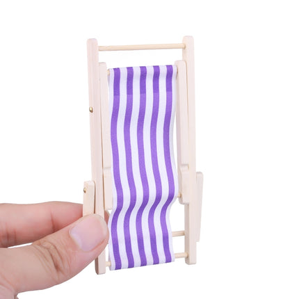 2 PCS 1:12 Beach Lounge Chair Simulation Model Outdoor Beach Scene Shooting Props Can Be Folded(Royal Blue)-garmade.com