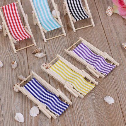 2 PCS 1:12 Beach Lounge Chair Simulation Model Outdoor Beach Scene Shooting Props Can Be Folded(Royal Blue)-garmade.com
