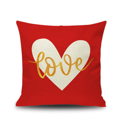 2 PCS Love Couple Valentine Day Gift Linen Pillowcase Car Sofa Cushion, Without Pillow Core, Size: 45x45cm(R-PQL003)-garmade.com